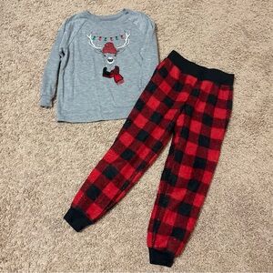Cozy Kids Pajama Set with Reindeer Design size 4/5 flannel warm bottoms